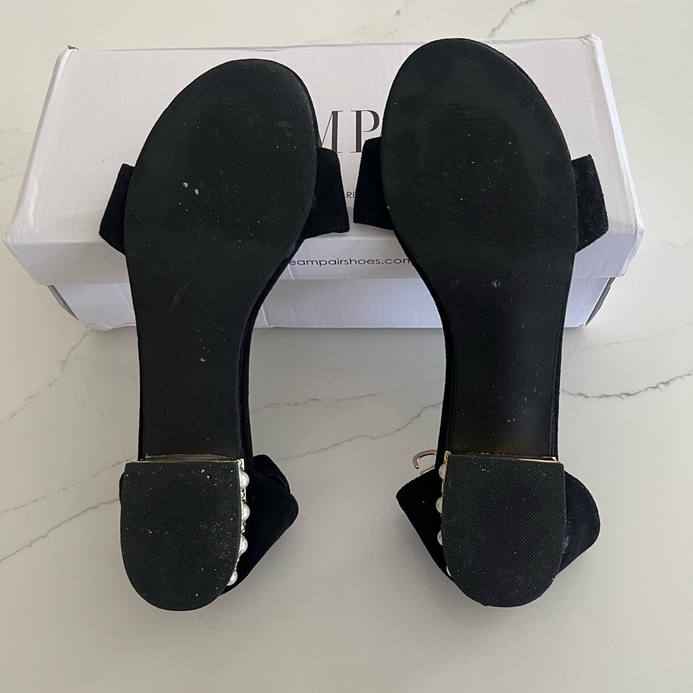 SHEIN Black Flats with Pearl Detail